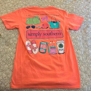Simply Southern Small Tee- Coral “ Southern Girl’s Essentials” Washed never worn